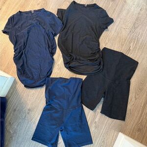 Beyond the Bump (beyond yoga) Maternity bundle 2x Shirts 2x bike shorts